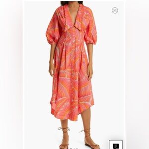 Farm Rio Pink Midi Summer Dress with Tags (emerging brand from Brazil)